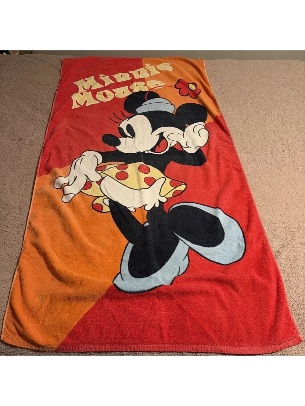 Vintage Disney Minnie Mouse Beach Towel Franco Manufacturing Made Taiwan 30